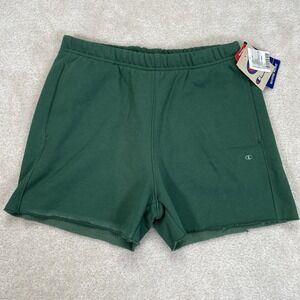 Champion Reverse Weave Boyfriend Shorts Womens Small Green Cut Off NWT